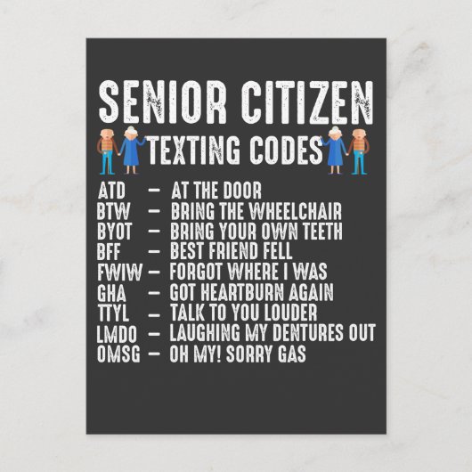 Carte Postale Retired elderly Person Senior Citizen Texting Code (Devant)