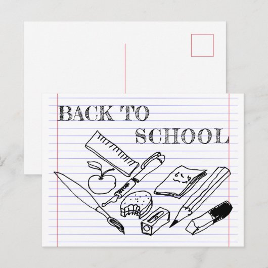 Carte Postale Retour à l'école (Devant / Derrière)