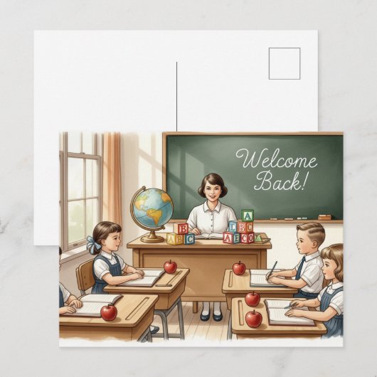 Carte Postale Retour à l'école amis (Devant / Derrière)