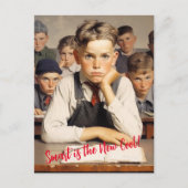 Carte Postale Retour à l'école Norman Rockwell dessin style (Devant)