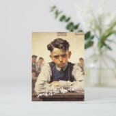 Carte Postale Retour à l'école Norman Rockwell dessin style (Debout devant)