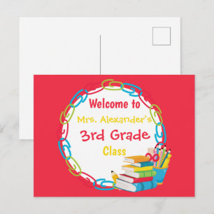 Carte Postale Retour à l'école rouge