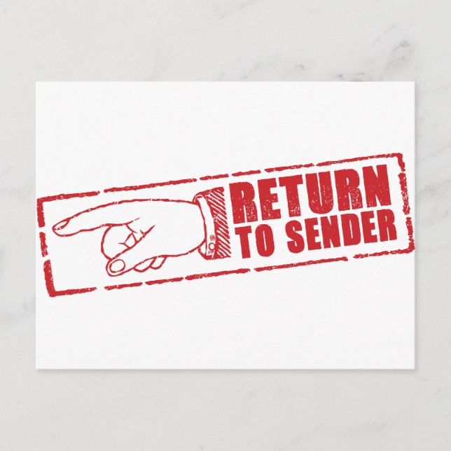 Carte Postale "RETOUR timbre à EXPÉDITEUR" en rouge (Devant)