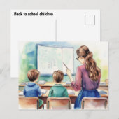 Carte Postale Retourner à l'école avec enseignant (Devant / Derrière)