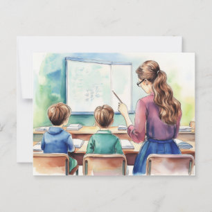 Carte Postale Retourner à l'école avec enseignant