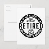 Carte Postale Retraité 2024 Pas Mon Problème Plus, Drôle (Devant / Derrière)