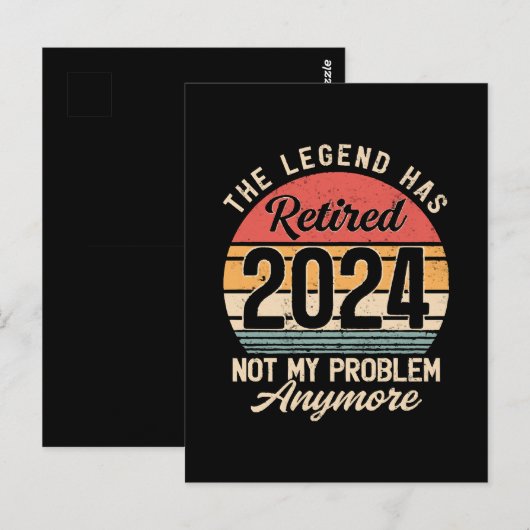 Carte Postale Retraité 2024 Plus Mon Problème (Devant / Derrière)