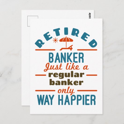 Carte Postale Retraité Banquier Bancaire Retraite Happier (Devant / Derrière)