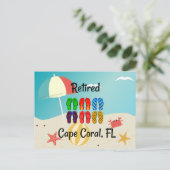 Carte Postale Retraité, Cape Coral, FL, design de plage, (Debout devant)
