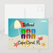 Carte Postale Retraité, Cape Coral, FL, design de plage, (Devant / Derrière)