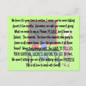 Carte Postale Retraite de l'enseignant "Parents fous" Histoire A (Devant)