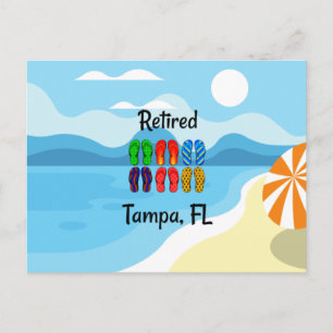 Carte Postale Retraité--Tampa, FL, tongs colorés,