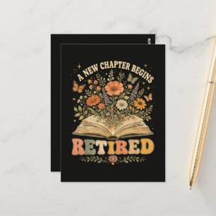 Carte Postale Retraité Un Nouveau Chapitre Commence Livre Floral