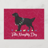 Carte Postale Retriever noir plat Feliz Naughty Chien (Devant)