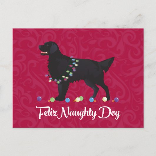 Carte Postale Retriever noir plat Feliz Naughty Chien (Devant)
