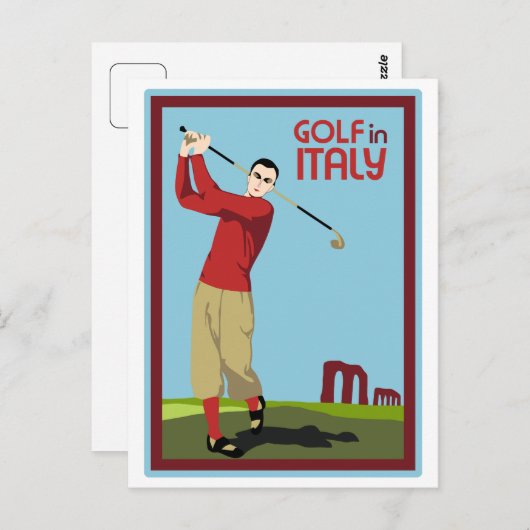 Carte Postale Retro 1920s style Golf en Italie Voyage et (Devant / Derrière)