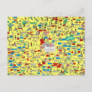 Carte postale Retro 1966 Columbus, Ohio map