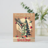 Carte Postale Retro 50s Jet Set Christmas Tree Martini (Debout devant)