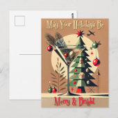 Carte Postale Retro 50s Jet Set Christmas Tree Martini (Devant / Derrière)