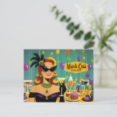 Carte Postale Retro 50s Mardi Gras Martini Cocktail Party (Debout devant)