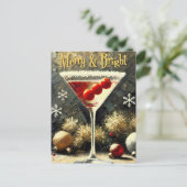 Carte Postale Retro 50s Triple Cranberry Christmas Martini (Debout devant)