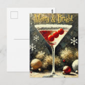 Carte Postale Retro 50s Triple Cranberry Christmas Martini (Devant / Derrière)