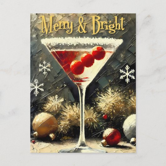 Carte Postale Retro 50s Triple Cranberry Christmas Martini (Devant)