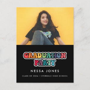 Carte Postale Retro 60s hippie fun fête de graduation photo