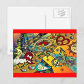 Carte Postale Retro 60s Psychedelic Cycle de vie Cadeaux Vêtemen (Devant / Derrière)