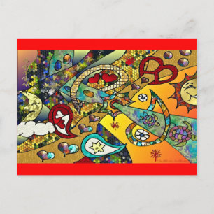 Carte Postale Retro 60s Psychedelic Cycle de vie Cadeaux Vêtemen
