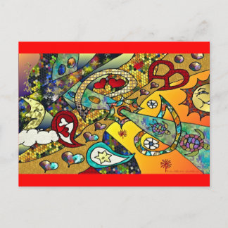 Carte Postale Retro 60s Psychedelic Cycle de vie Cadeaux Vêtemen