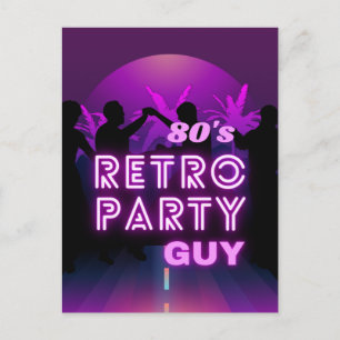Carte Postale Retro 80 s Disco Dance Party Neon Purple Funky