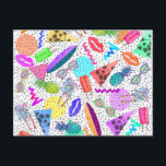 Carte Postale Retro 80's 90's Summer Beach Collage Motif<br><div class="desc">Ce motif de collage d'aquarelle d'été cool et amusant des années 80 et 90 avec palmiers, coquelicots, lunettes de soleil, lèvres, ananas, planches de surf, cercles, doodles et triangles géométriques est parfait pour l'individu branché et élégant. Il est plage et l'impression estivale est parfait pour de nombreux cadeaux et occasions....</div>