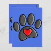 Carte Postale Retro 80s Vidéo Jeu 8 bits Pixel Art Chien Emprein (Devant / Derrière)