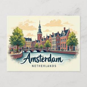 Carte Postale Retro Amsterdam Delight