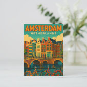 Carte Postale Rétro Amsterdam Pays-Bas (Debout devant)