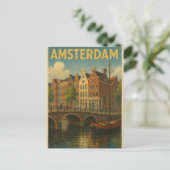 Carte Postale Retro Amsterdam Pays-Bas Grachten (Debout devant)