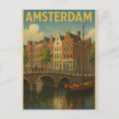 Carte Postale Retro Amsterdam Pays-Bas Grachten (Devant)