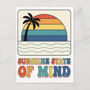 Carte Postale Rétro années 70 "Sunshine State of Mind" Palmier