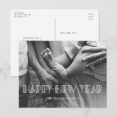 Carte Postale Retro art déco Joyeux Nouvel An photo de vacances (Devant / Derrière)