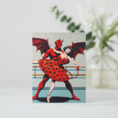 Carte Postale Retro Art Devil Avec ballerine dans une robe de co (Debout devant)