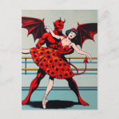 Carte Postale Retro Art Devil Avec ballerine dans une robe de co (Devant)