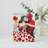 Carte Postale Retro Art Devil Avec Ballet Dancer Robe Populaire (Debout devant)