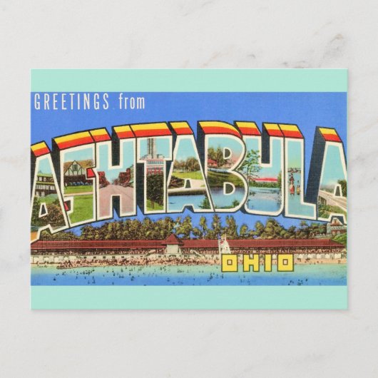 Carte Postale Retro Ashtabula Ohio Greeting  (Devant)