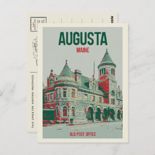 Carte Postale Retro Augusta Maine, ancien bureau de poste