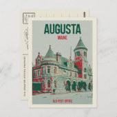 Carte Postale Retro Augusta Maine, ancien bureau de poste (Devant / Derrière)