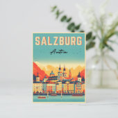 Carte Postale Retro Autriche capitale salzbourg skyline (Debout devant)