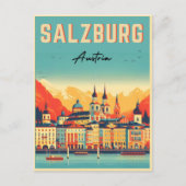 Carte Postale Retro Autriche capitale salzbourg skyline (Devant)