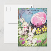 Carte Postale Retro Avoir beaucoup de plaisir sur les lapins de (Devant / Derrière)