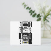 Carte Postale Rétro b&w de groupe de cassette audio (Debout devant)